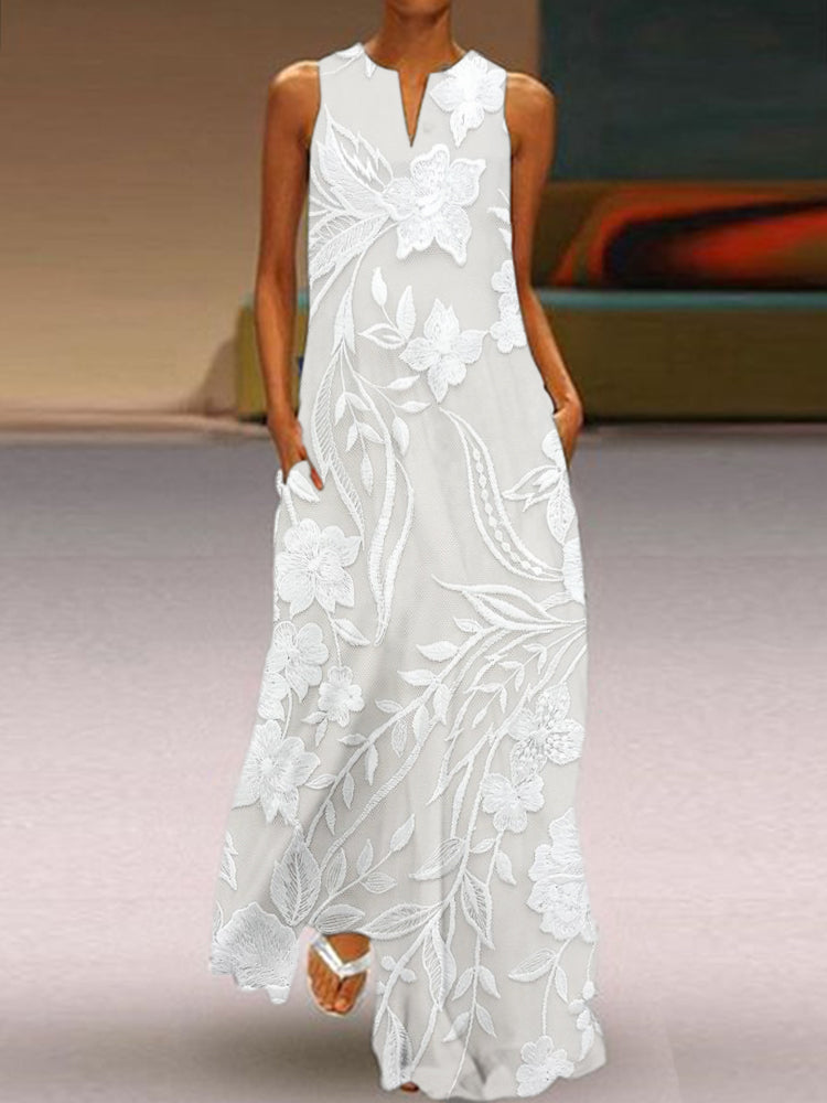 Selene – Sophisticated Sleeveless Luxe-Print Dress