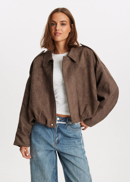 Dames Suede-look Cropped Bomberjack