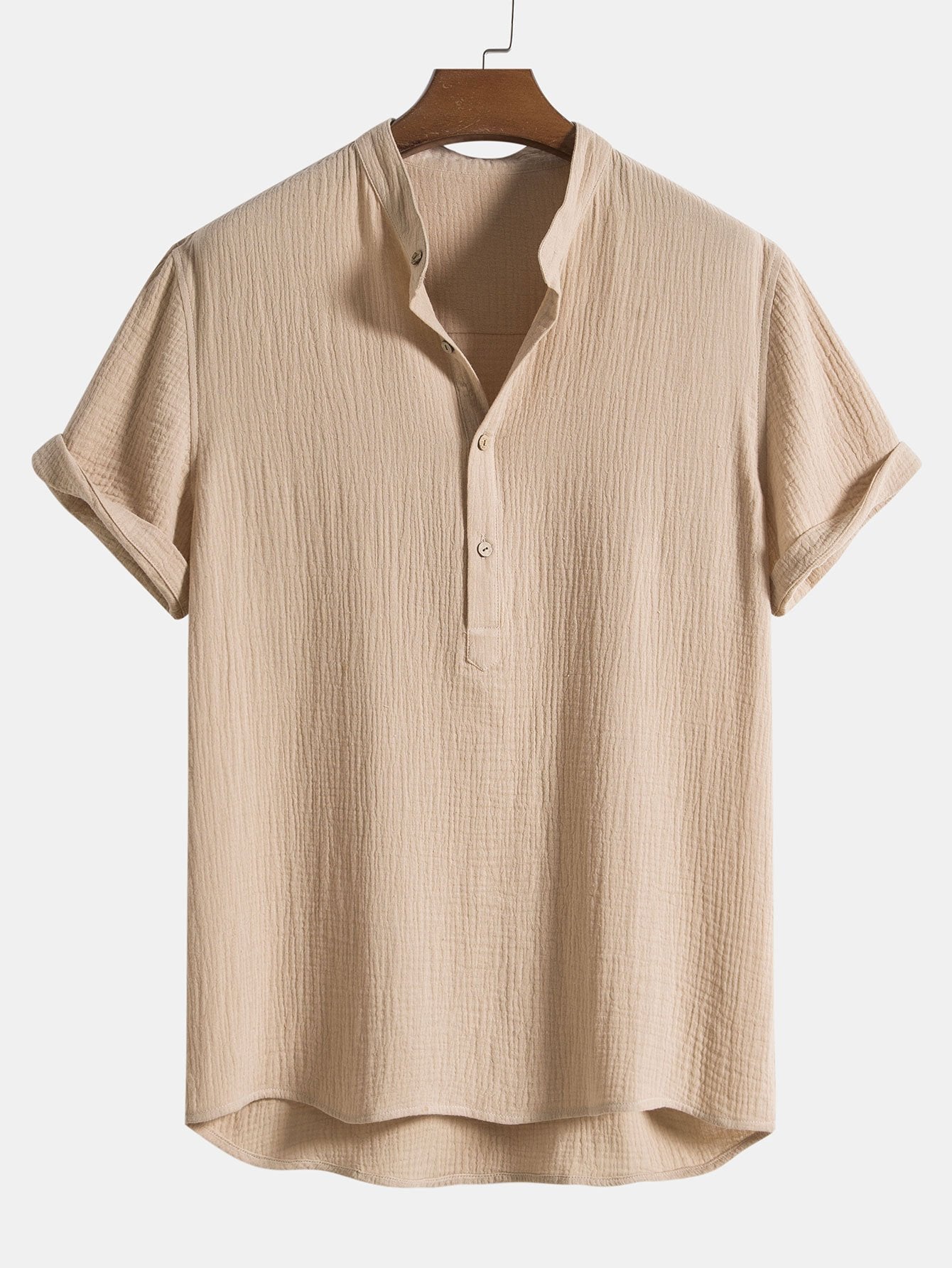 Tom Hollinger | Zerknittertes Baumwoll-Henley-Shirt