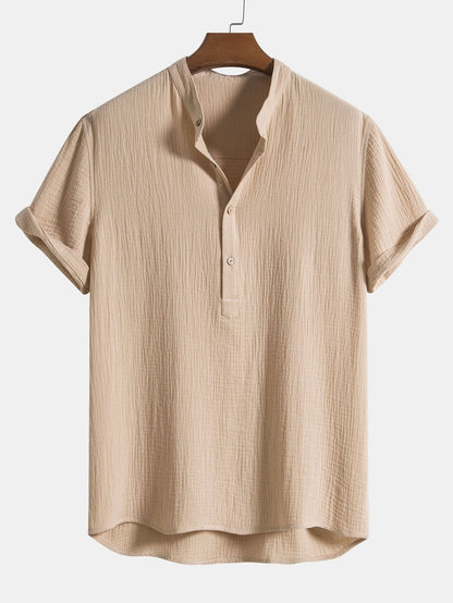 Tom Hollinger | Zerknittertes Baumwoll-Henley-Shirt