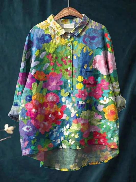 Jasimne | Women's Vintage Lovely Floral Art Print Casual  Shirt