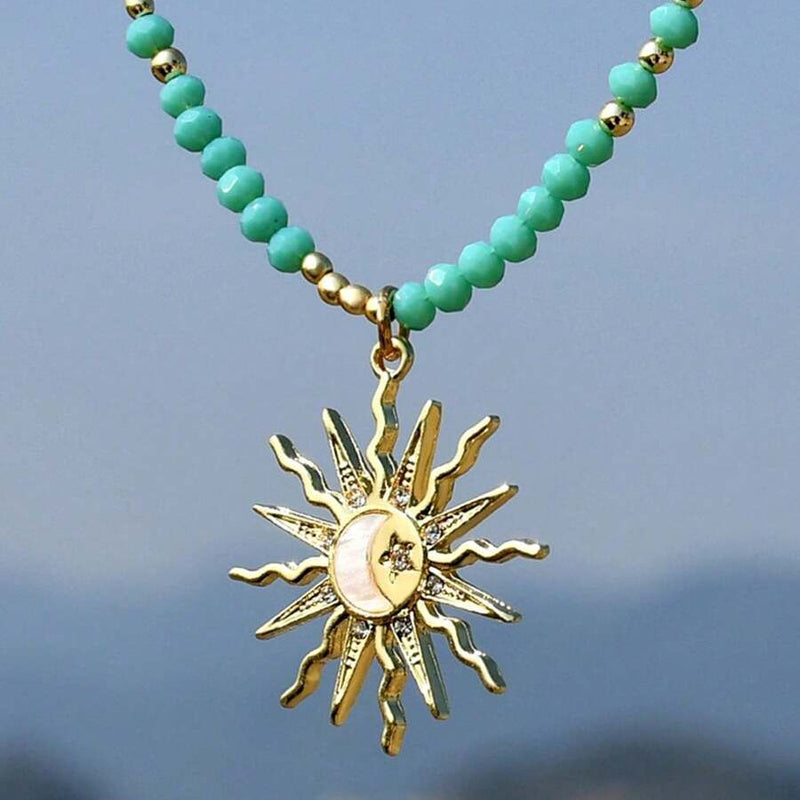 Nela - Bohémský náhrdelník s přívěskem slunce