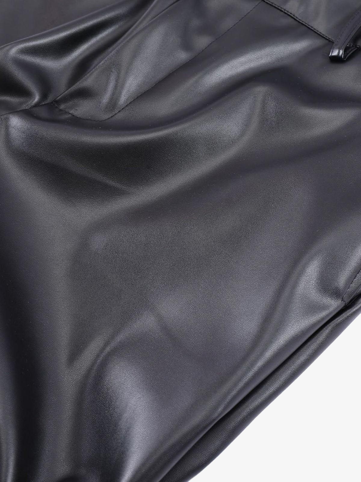 Punk Style Pleated Faux Leather Pants