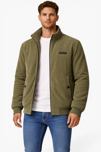 Men’s Fleece Lined Corduroy Jacket Warmth Comfort Stand Collar