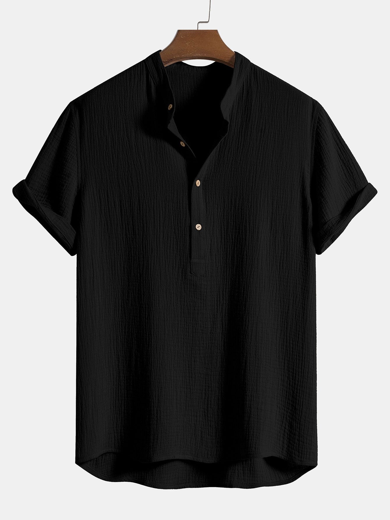 Tom Hollinger | Zerknittertes Baumwoll-Henley-Shirt
