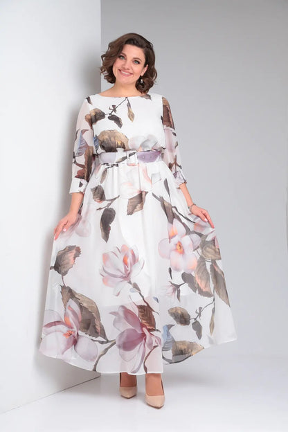 Melaza | Elegantes Maxikleid mit floralem Print und Taillengürtel