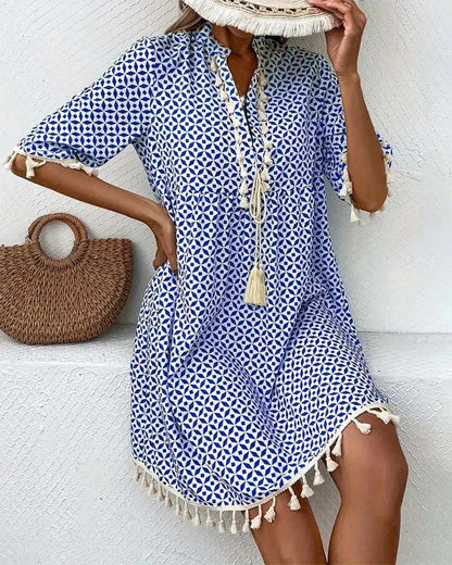 Abito da spiaggia corto a pois – vestito leggero donna con maniche corte