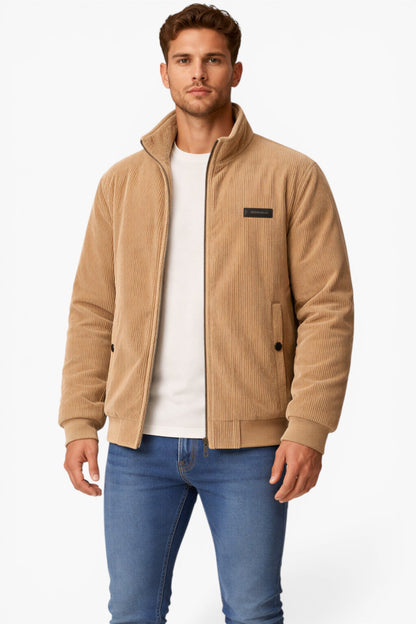 Men’s Fleece Lined Corduroy Jacket Warmth Comfort Stand Collar