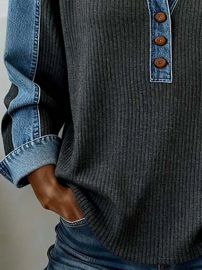 Marisolenne - Casual Sweatshirt met Contrasterende Stiksels