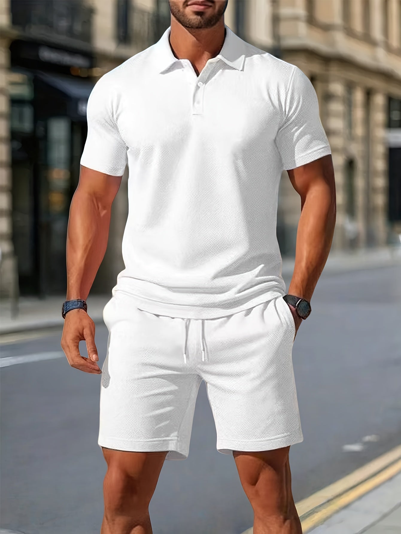 Declan | Textured Polo Shirt and Shorts Set
