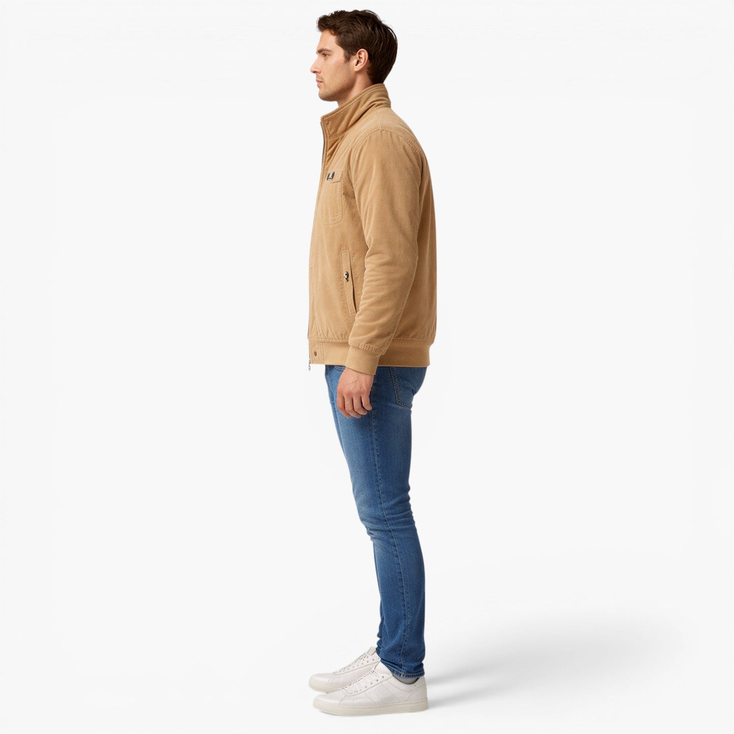 Men’s Fleece Lined Corduroy Jacket Warmth Comfort Stand Collar