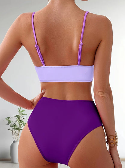 Comfortabele Patchwork Bikini Set voor Dames met Stretch Pasvorm