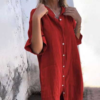 Boho-Hemdkleid für Damen mit Knopfleiste