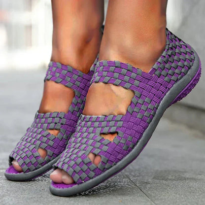 Woven Stretch Sandals | Multicolour Elastic Upper with Cushioned Sole