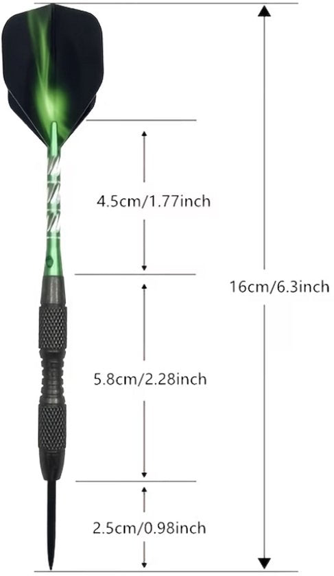 Groen zwarte dartpijlen set 22g met metalen barrel en gegraveerd patroon – darts voor heren en dames – dartpijlen met aluminium schacht, groene flights en geribbelde grip – set van 3 darts voor entertainment en spellen