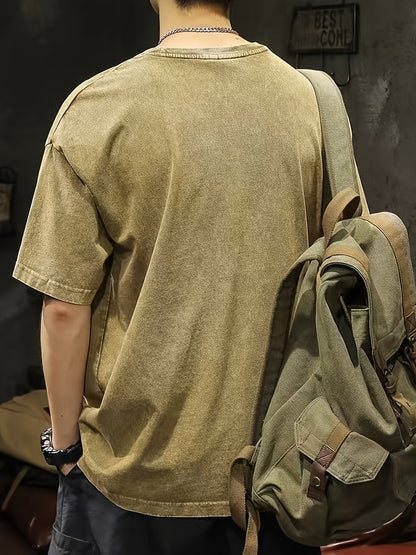 Gorran | Heren Vintage Washed T-Shirt – Korte Mouwen, Loszittend, Casual Zomer Katoenen Tee