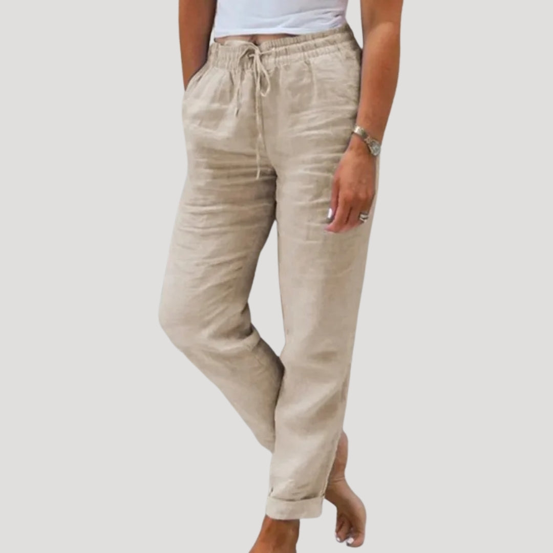 Damen-Leinenhose mit Kordelzug