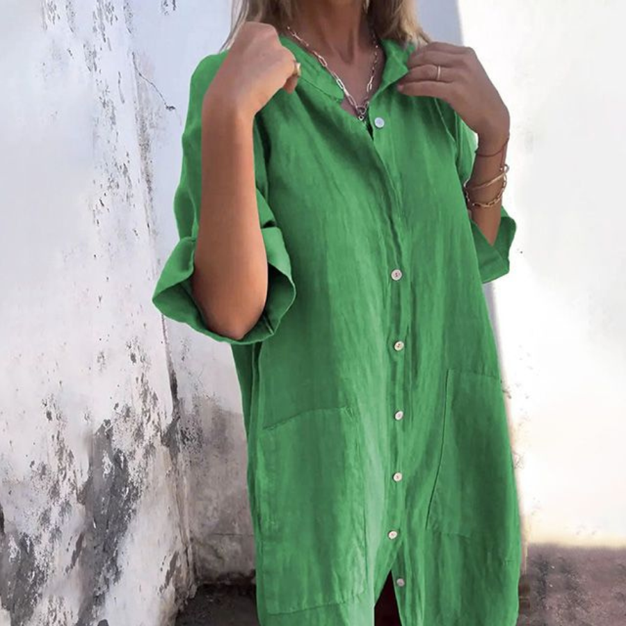 Boho-Hemdkleid für Damen mit Knopfleiste