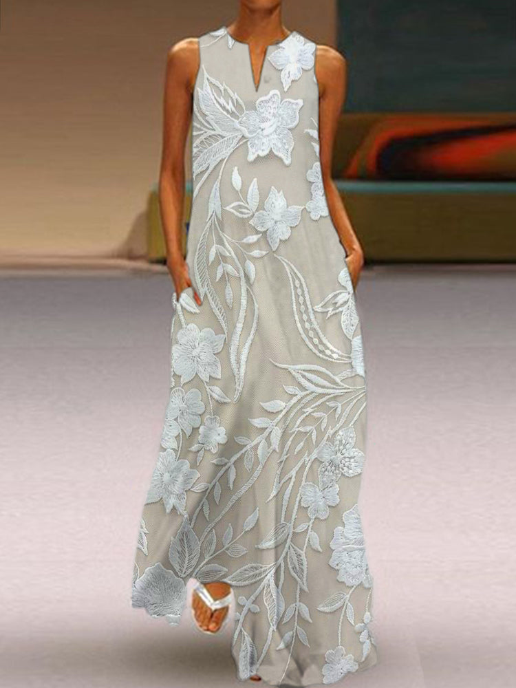 Selene – Sophisticated Sleeveless Luxe-Print Dress