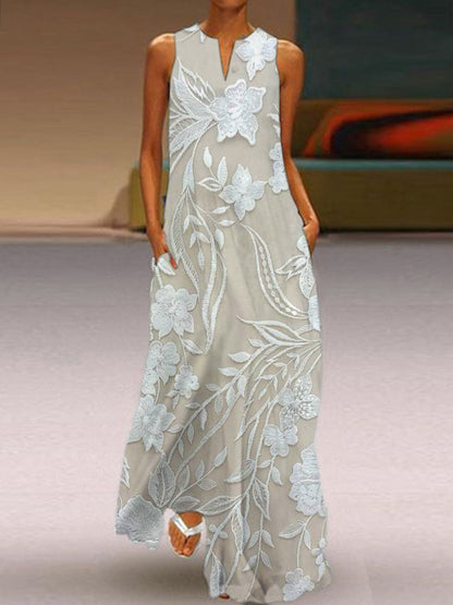 Selene – Sophisticated Sleeveless Luxe-Print Dress