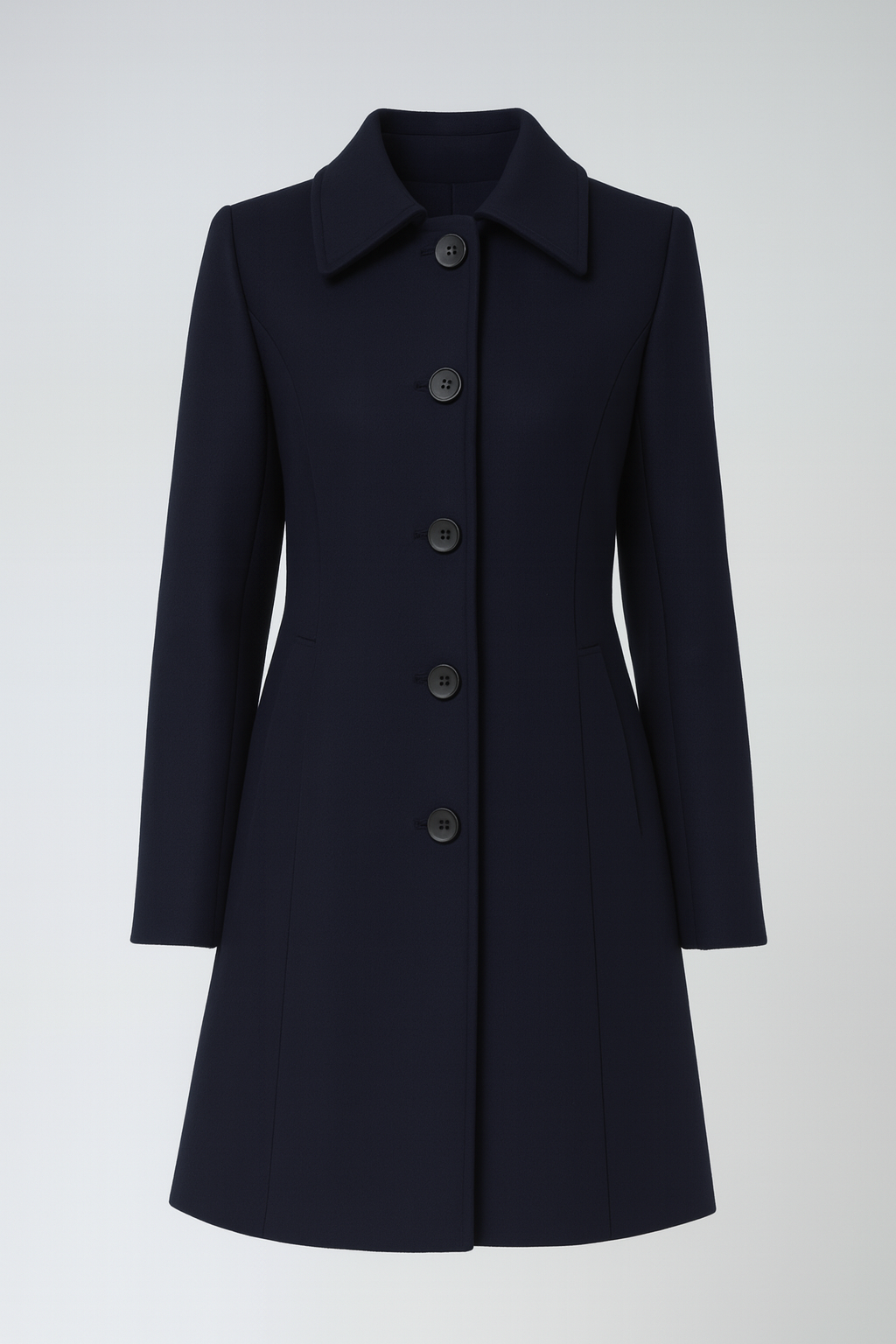 Women’s Winter Trench Coat with Shaped Waist and Button Front