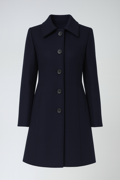 Women’s Winter Trench Coat with Shaped Waist and Button Front