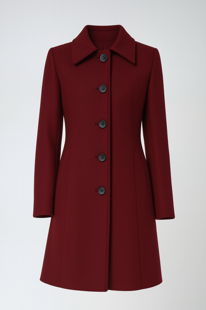 Women’s Winter Trench Coat with Shaped Waist and Button Front