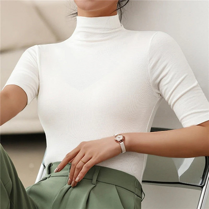 Lena – Top femme à col roulé sans couture