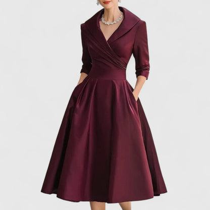 Zoé - Robe midi élégante avec décolleté en portefeuille