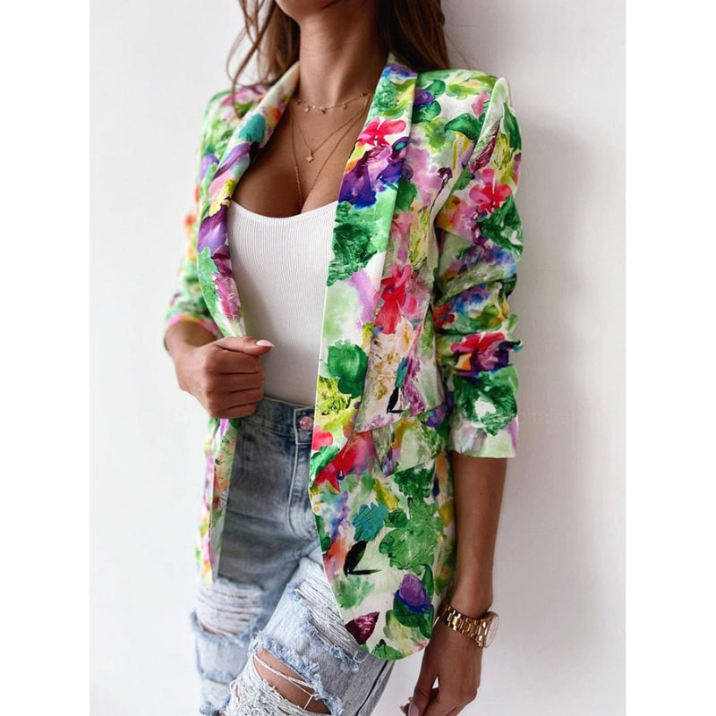 Ainsley - Élégant Motif floral Blazer avec manches longues et coupe décontractée