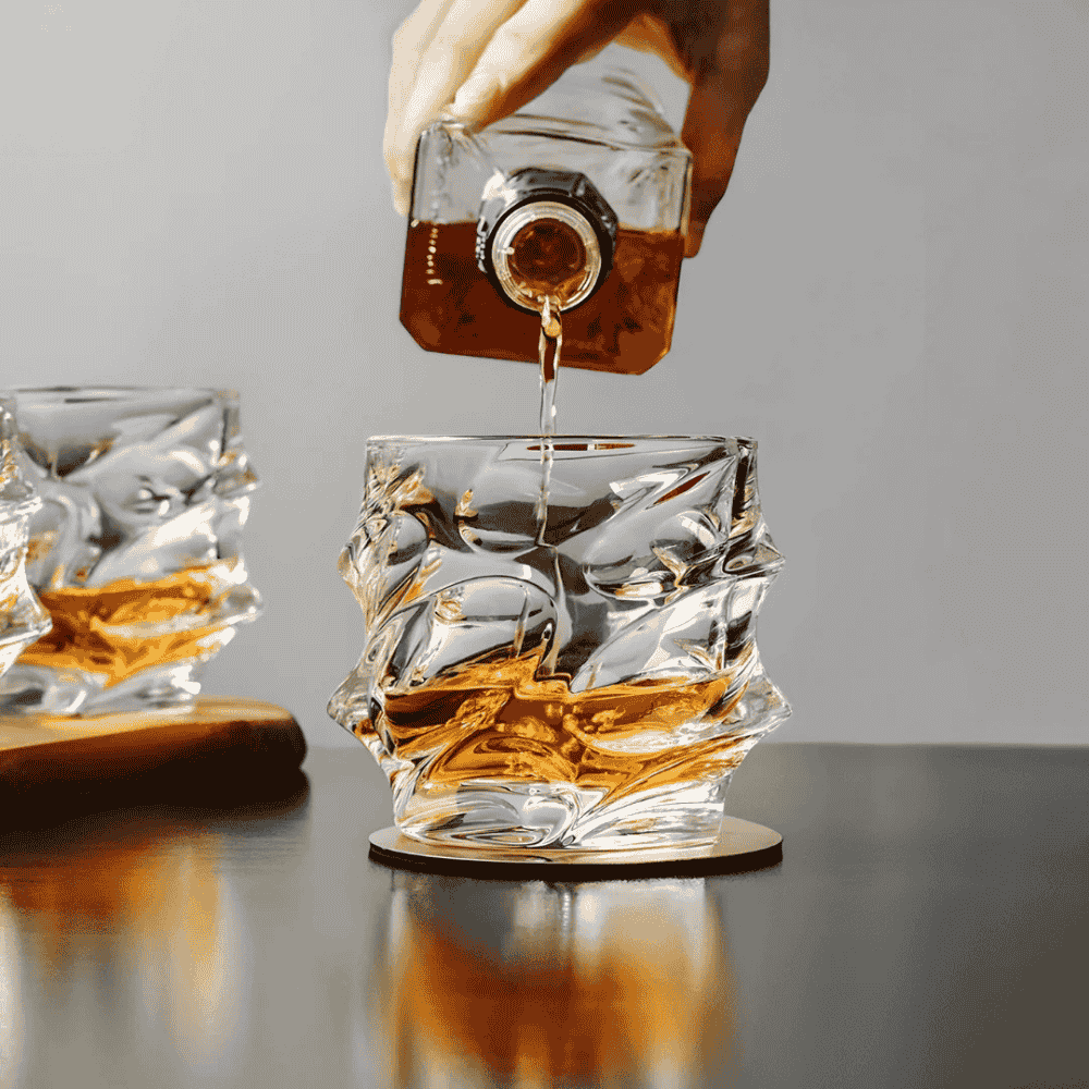Kristall Whisky-Glas mit facettiertem Design