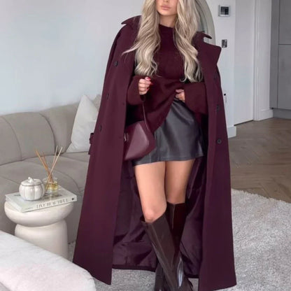 Victoria Manteau Oversize Femme – Manteau Laine Mélangée Burgundy Coupe Élégante