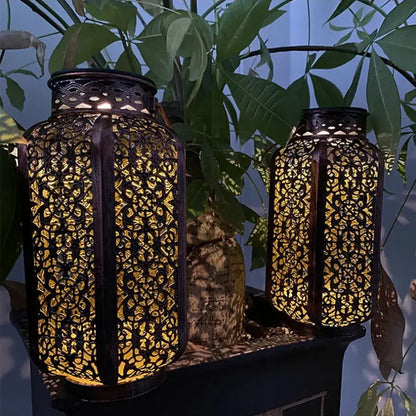 Solar Lantaarn Buiten IJzer Koper Marokkaans Patroon Tuin Terras Balkon IP44 8-10 Uur Zonne-energie Sfeerverlichting | Restfield