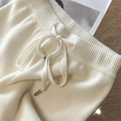 Women's Knit Wide Leg Trousers Wool Mix High Waisted Pants