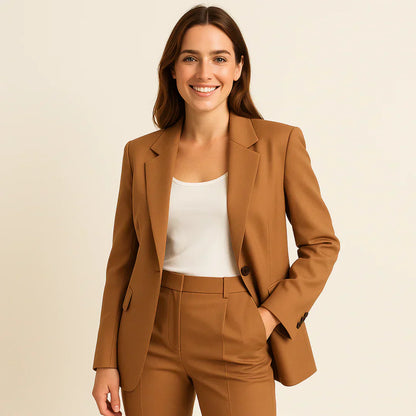 Delmira | Op maat gemaakt powerpak voor dames – chique blazer en rechte broek