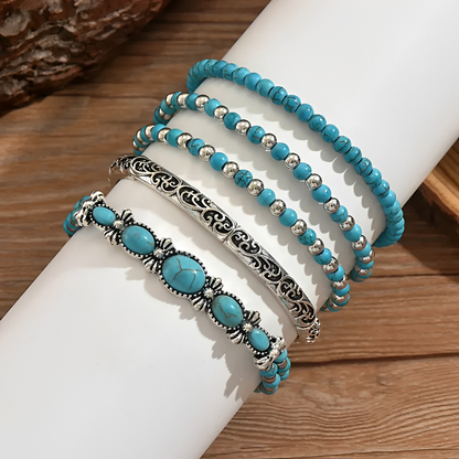 Lucia | Boho Turquoise Beaded Bracelet Set