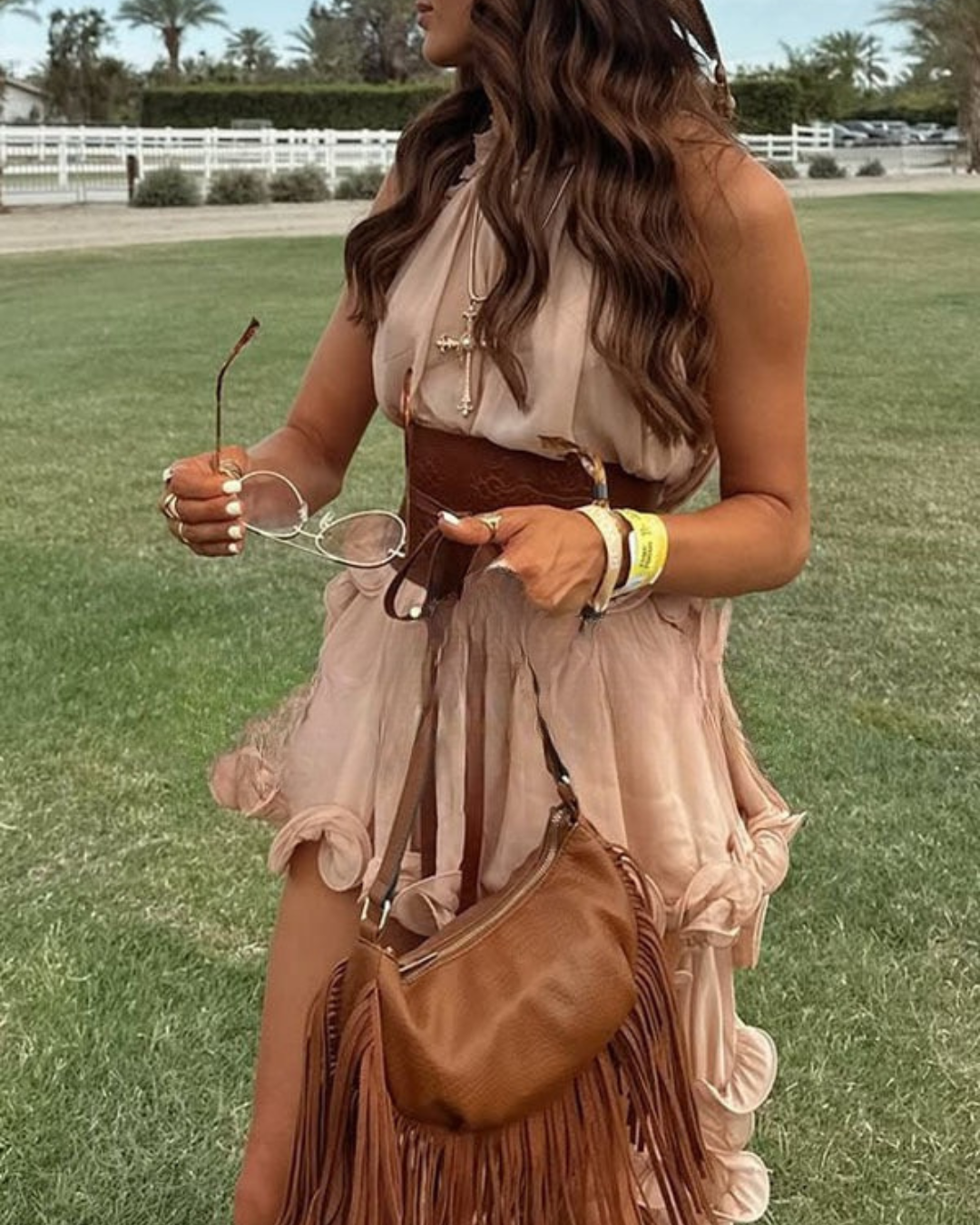 Damen-Haltertop aus Chiffon mit Rüschen, A-Linie