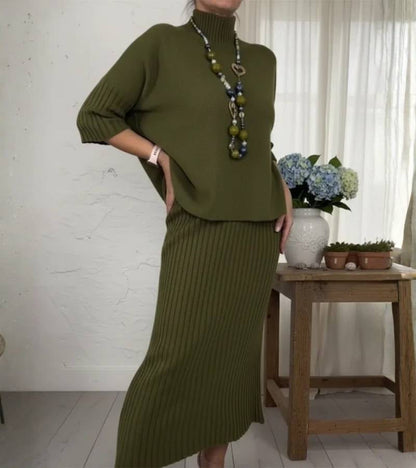 Debora Knit Set with Ribbed Skirt – Cozy, Chic, and Effortless