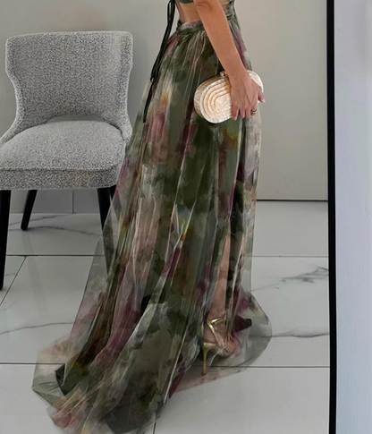 Robe longue femme florale silhouette fluide