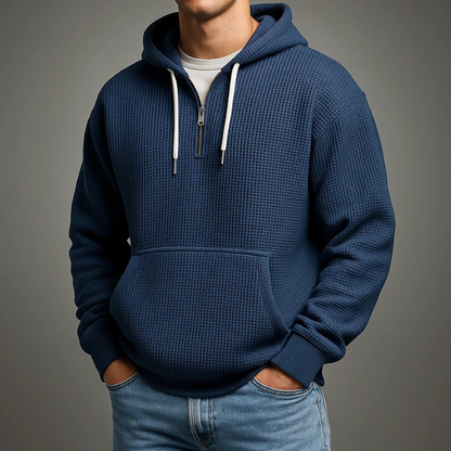 Pete | Strukturierter Hoodie mit Half-Zip und Kapuze