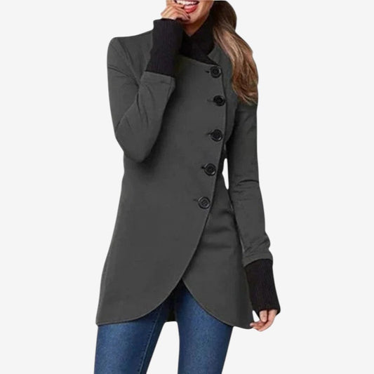 Kairo – Mid-Length Buttoned Coat with Long Sleeves
