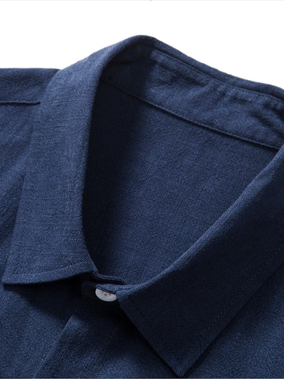 Breathable Linen-Rayon Blend Button-Front Shirt
