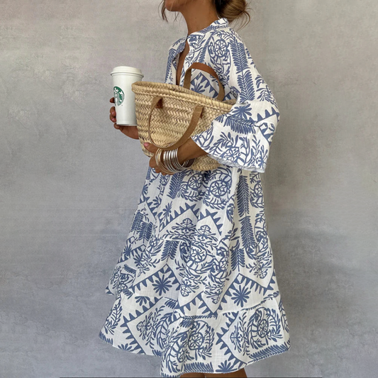 Gabriella | Women's Boho Patterned Long Sleeve Mini Dress