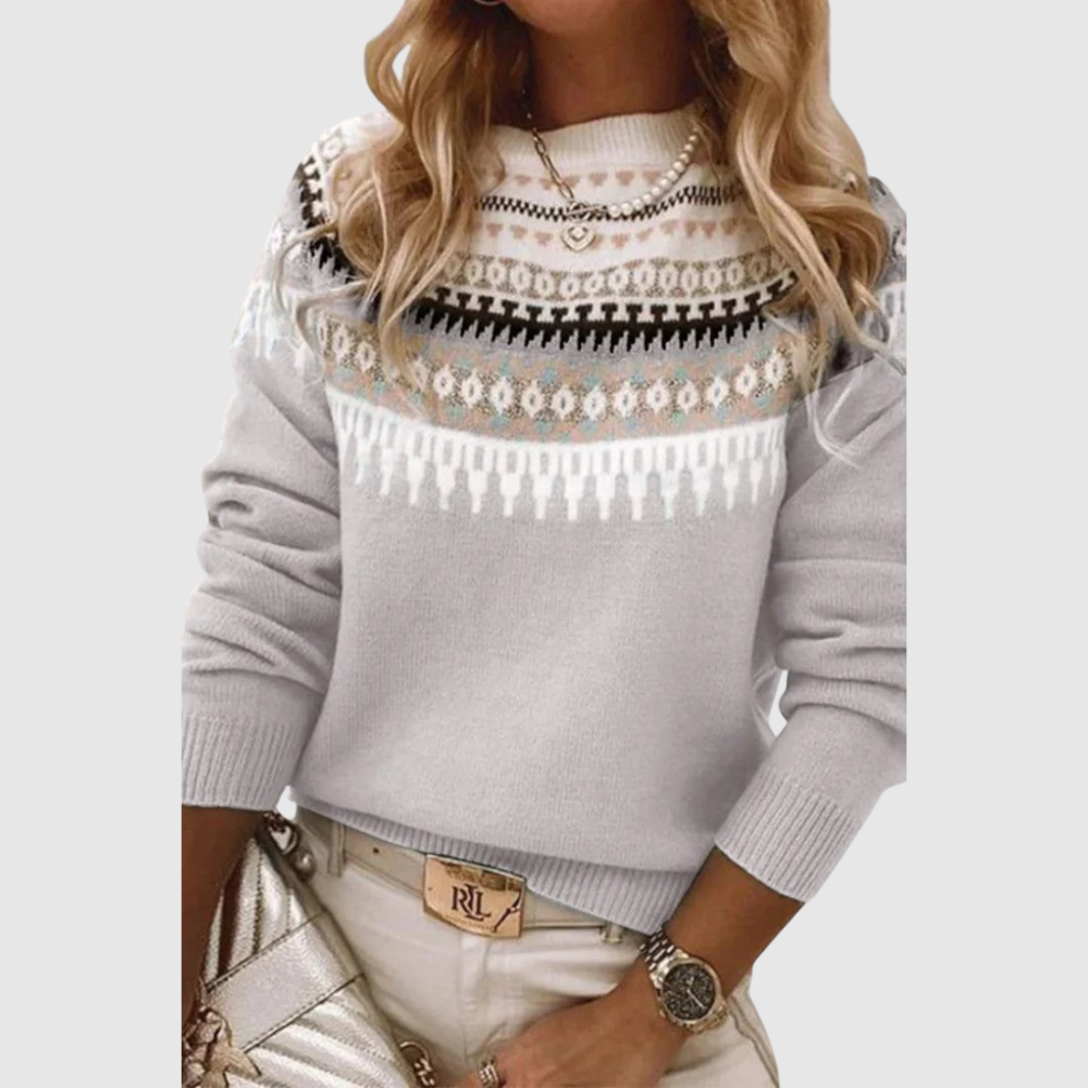 Amelia – Damski sweter z delikatnym nordyckim wzorem