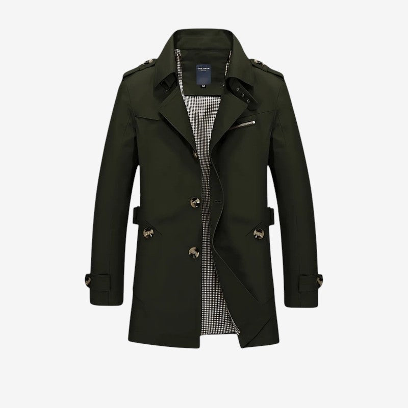 Trench-coat homme manches longues avec col à revers