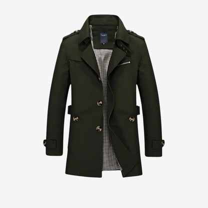 Trench-coat homme manches longues avec col à revers
