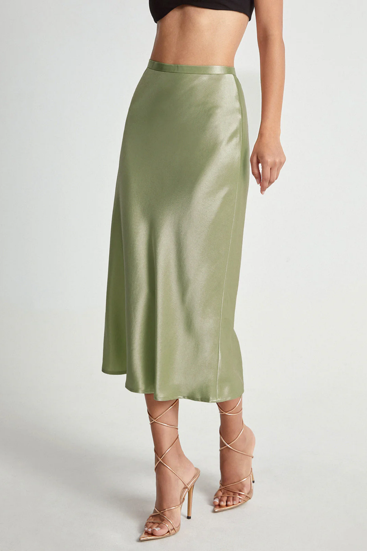 Jupe midi femme satinée coupe fluide