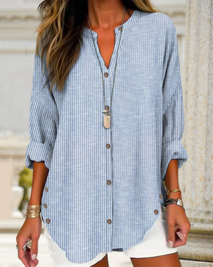 Isabella | Women Relaed striped Button blouse
