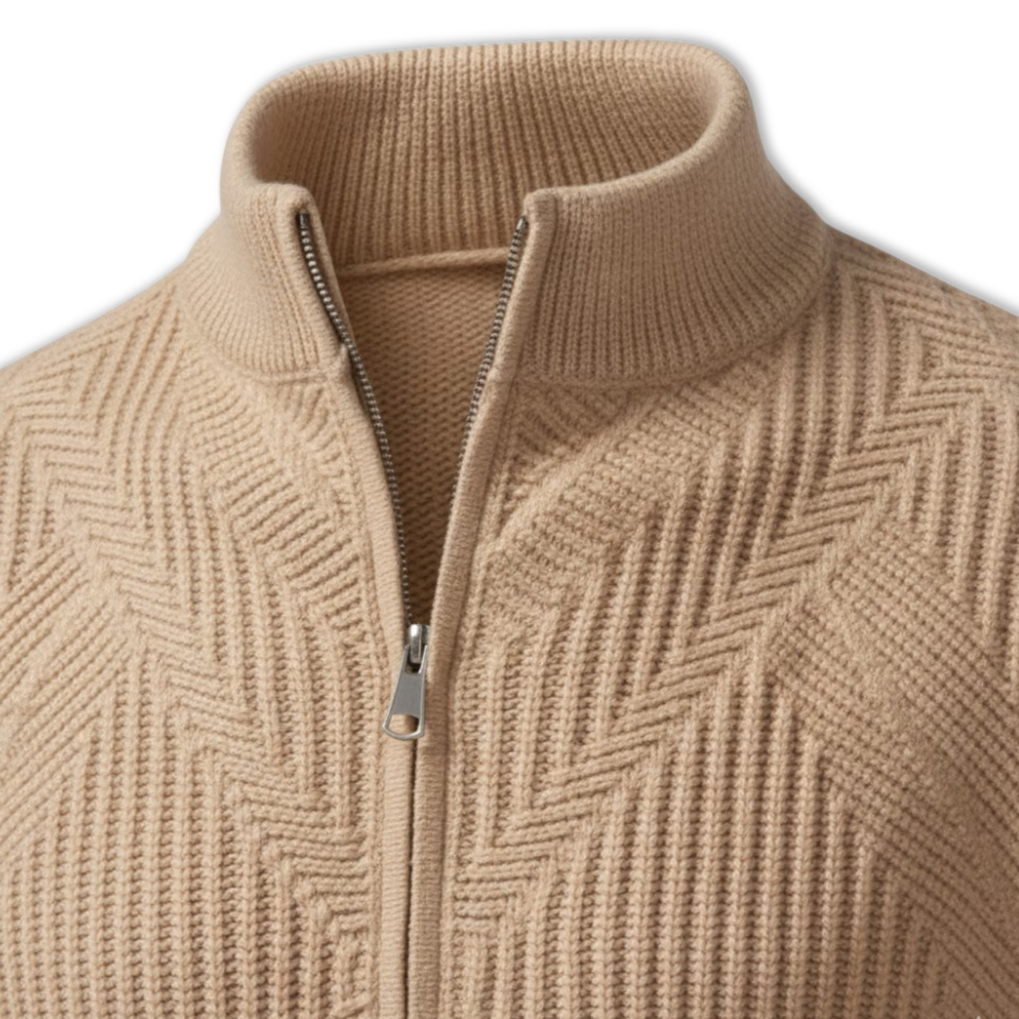 Veste en maille homme motifs géométriques col montant protecteur