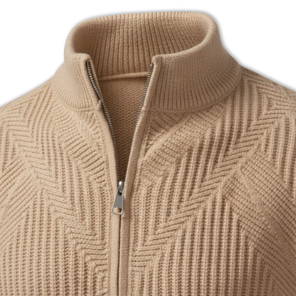 Veste en maille homme motifs géométriques col montant protecteur